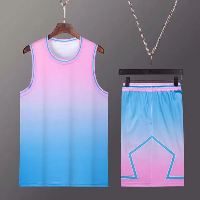 Men's Gradient Basketball Jersey and Shorts Set