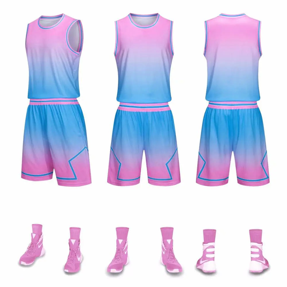 Men's Gradient Basketball Jersey and Shorts Set