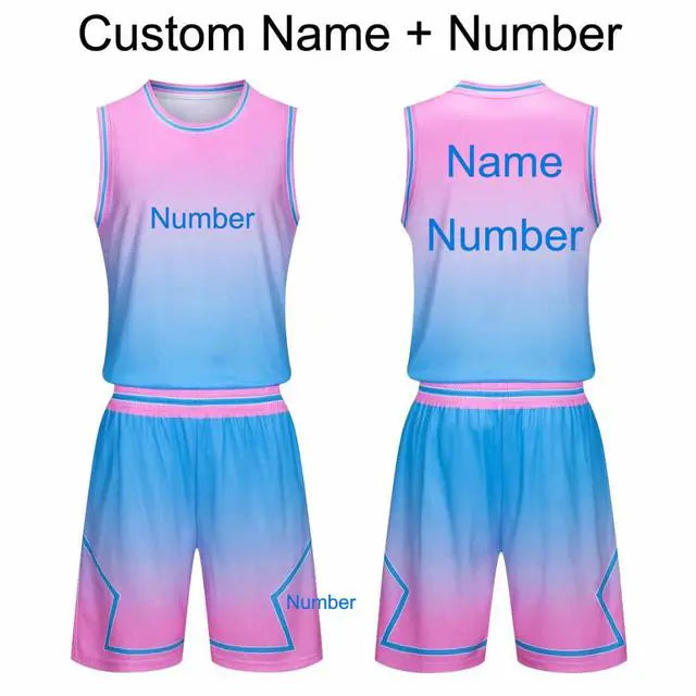 Men's Gradient Basketball Jersey and Shorts Set