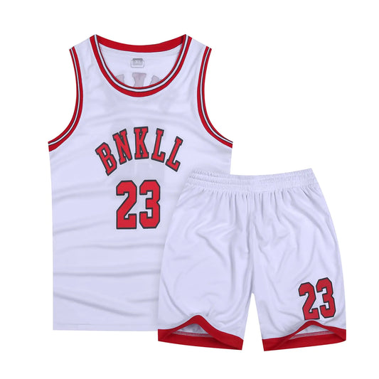 6-16Years Youth Basketball Sports Jerseys 23# for Boys Girls Basketball Jersey 2Piece Set White