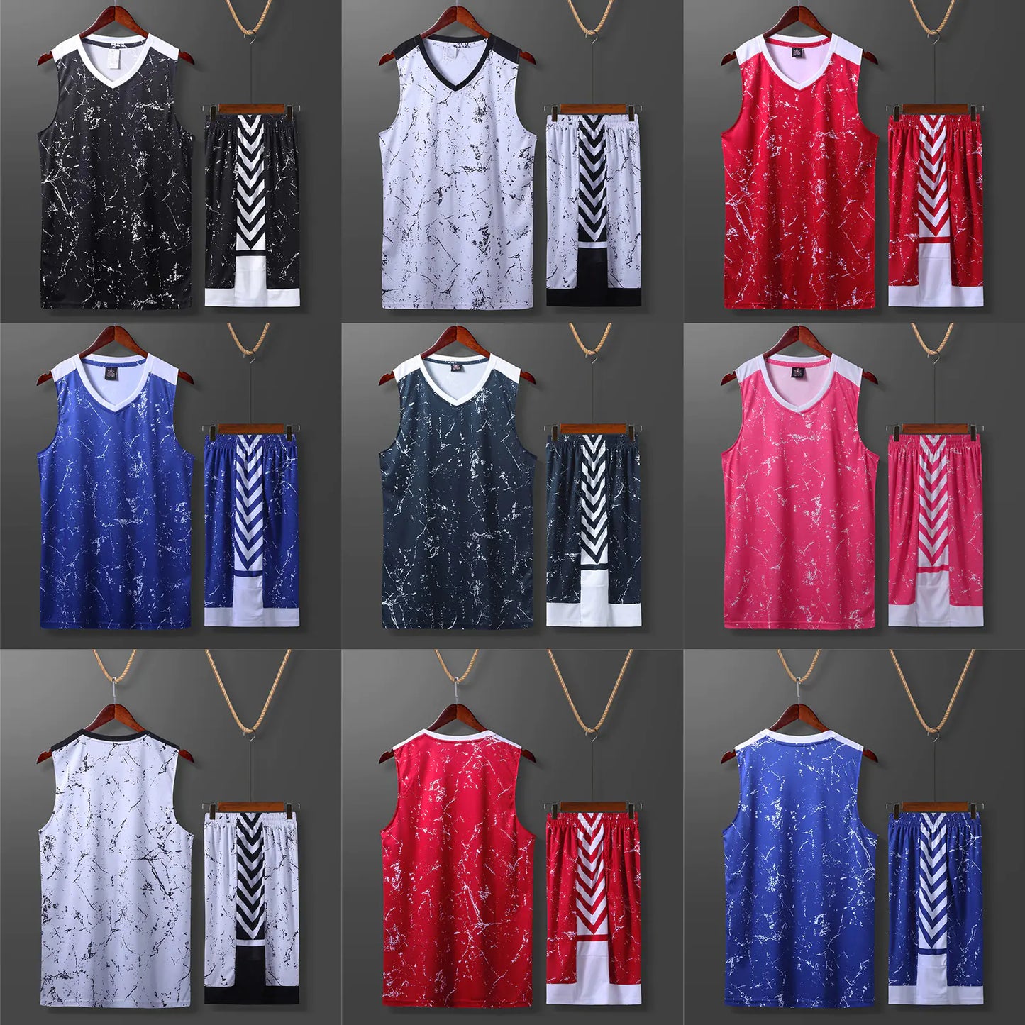 Men's Youth Basketball Uniforms and Tracksuit Set