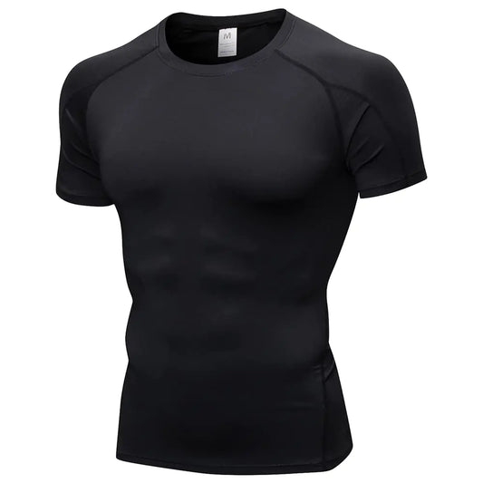 CICI FIVE Mens Compression Shirt Short Sleeve Athletic Compression Tops Cool Dry Undershirts Baselayer Gym Workout T Shirt Black