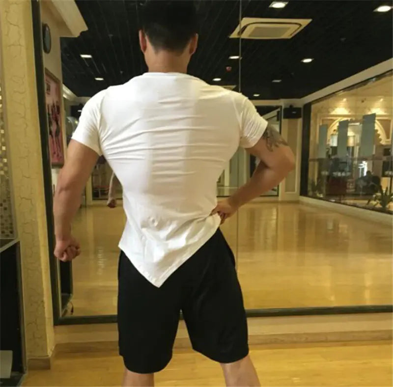 Men's Summer Cotton V Neck Short Sleeve Gym T-Shirt